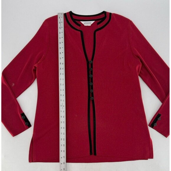 Exclusively Misook Knit Red Acrylic Rose Button Cardigan,Shoulder Pads,Mature M - Picture 10 of 12